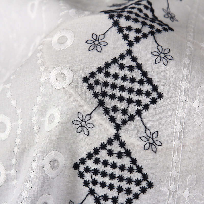 Embroidered Fabric Cutwork Dress 100% Cotton for Women's Wear Wholesal 5